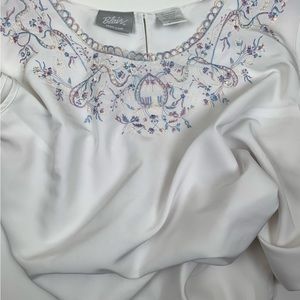 2x Blair white Tank Top with intricate blue and purple detailed collar